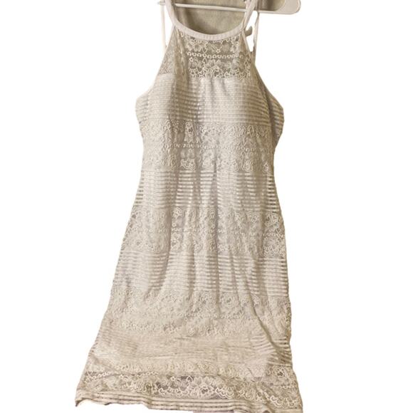 Guess White Lace Halter Mini Dress Women’s 14 Summer Cocktail Party - Picture 2 of 11